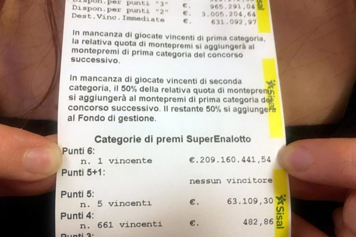 Italijanski brezdomec po pravnem zapletu prišel do loterijskega dobitka v višini 37.000 evrov